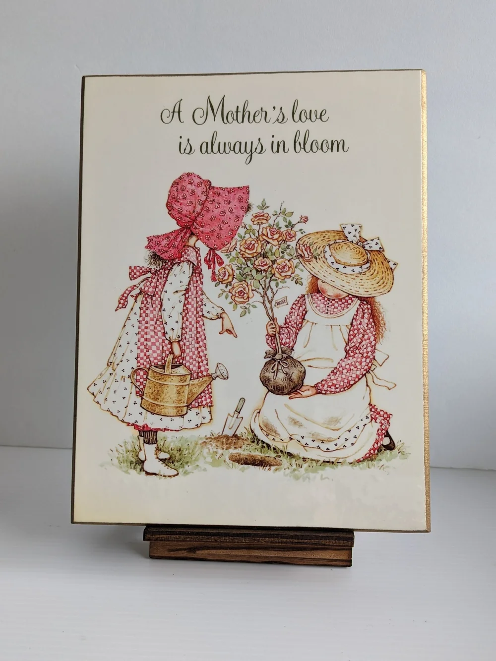 Holly Hobbie Mother’s Love Plaque 1983 American Greetings Cottage Decor Gift VTG
